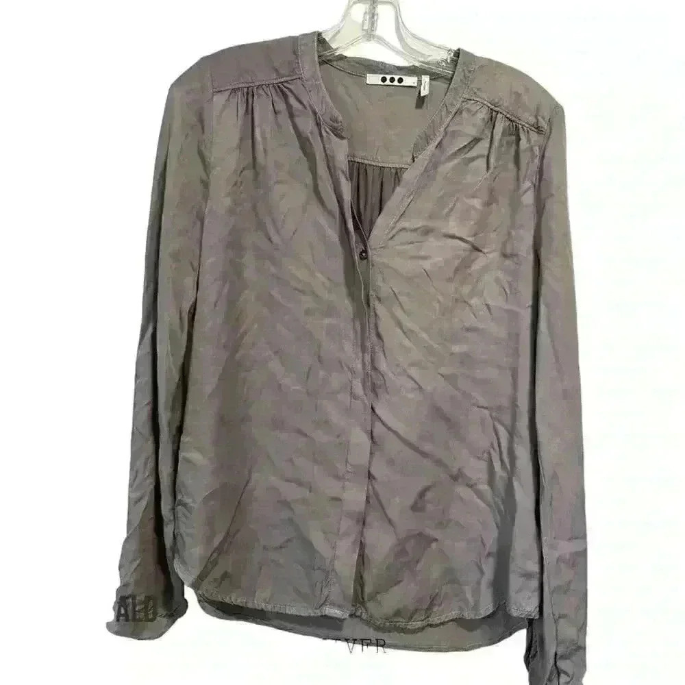 THREE DOTS BUTTON DOWN WITH HIDDEN BUTTONS LONG SLEEVES AND MOCK COLLAR SIZE S - Picture 4 of 7